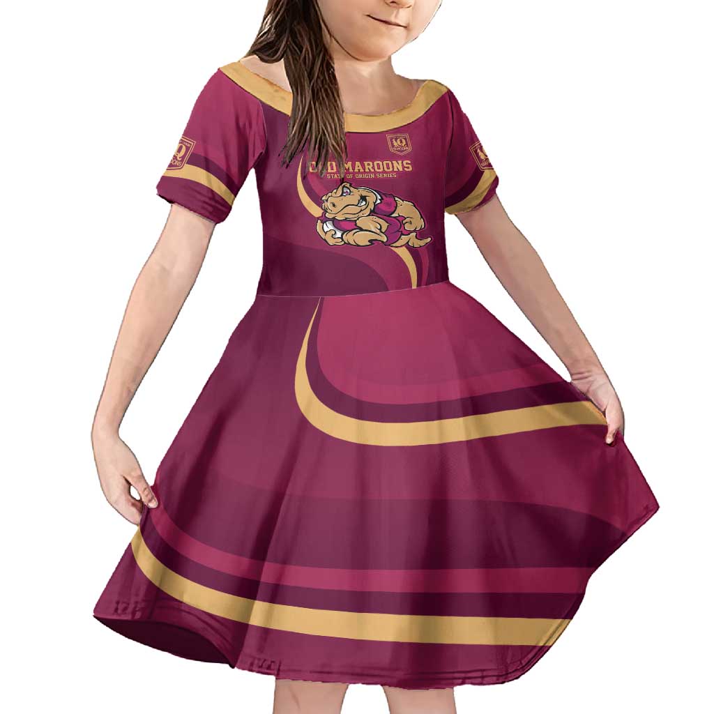 Custom QLD Maroons Cane Toad Family Matching Long Sleeve Bodycon Dress and Hawaiian Shirt Queensland Origin No2