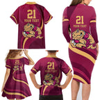 Custom QLD Maroons Cane Toad Family Matching Long Sleeve Bodycon Dress and Hawaiian Shirt Queensland Origin No2