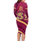 Custom QLD Maroons Cane Toad Family Matching Long Sleeve Bodycon Dress and Hawaiian Shirt Queensland Origin No2
