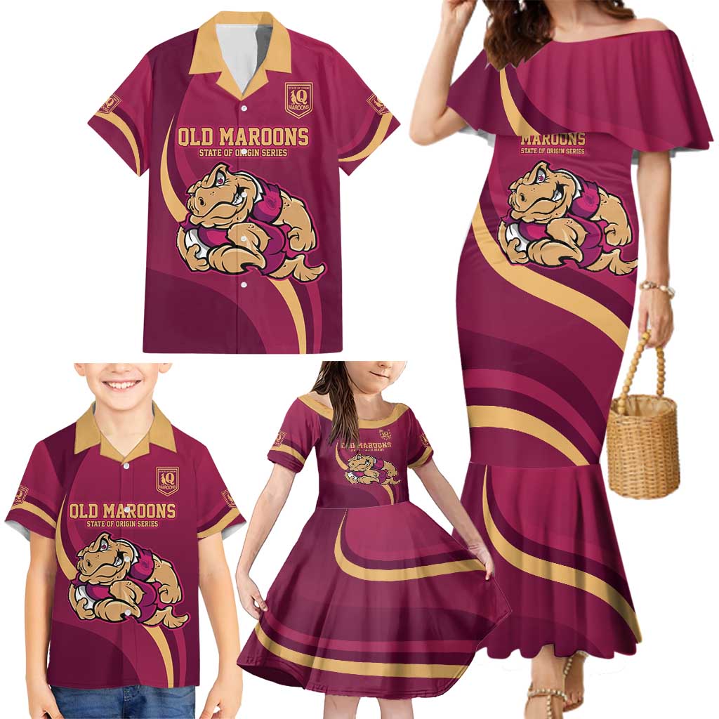 Custom QLD Maroons Cane Toad Family Matching Mermaid Dress and Hawaiian Shirt Queensland Origin No2