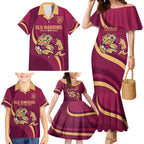 Custom QLD Maroons Cane Toad Family Matching Mermaid Dress and Hawaiian Shirt Queensland Origin No2