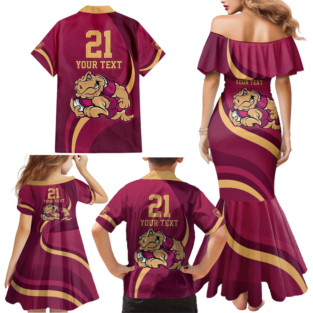 Custom QLD Maroons Cane Toad Family Matching Mermaid Dress and Hawaiian Shirt Queensland Origin No2