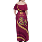 Custom QLD Maroons Cane Toad Family Matching Off Shoulder Maxi Dress and Hawaiian Shirt Queensland Origin No2
