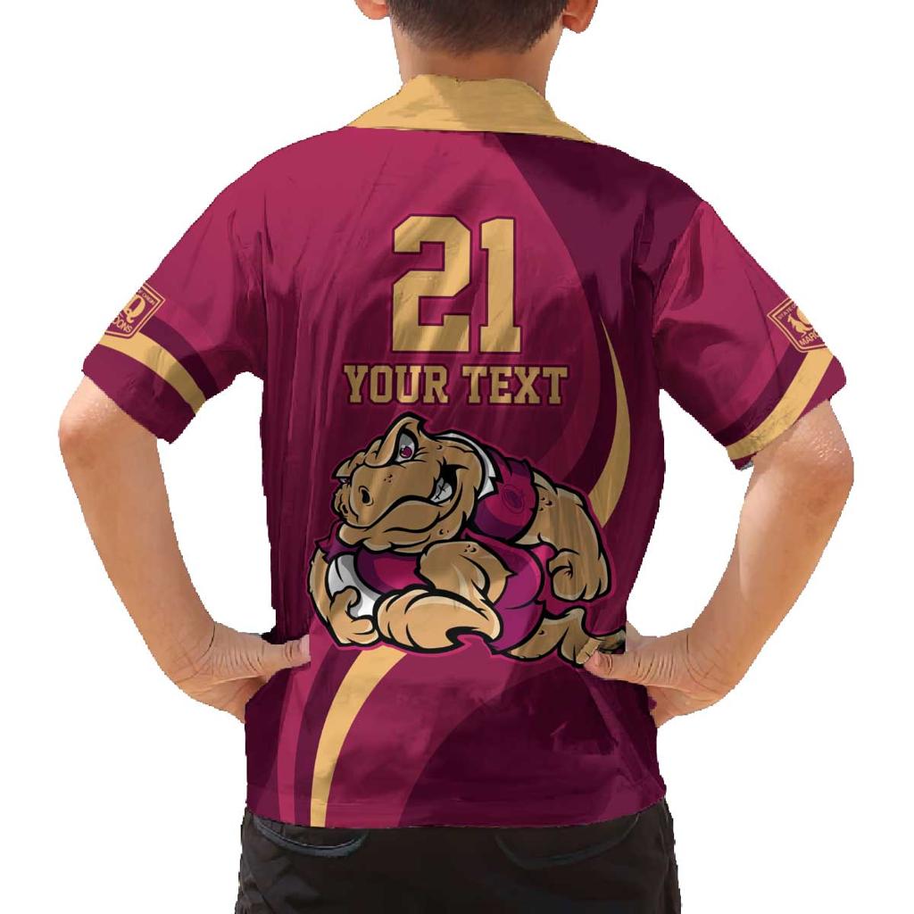 Custom QLD Maroons Cane Toad Family Matching Off Shoulder Short Dress and Hawaiian Shirt Queensland Origin No2