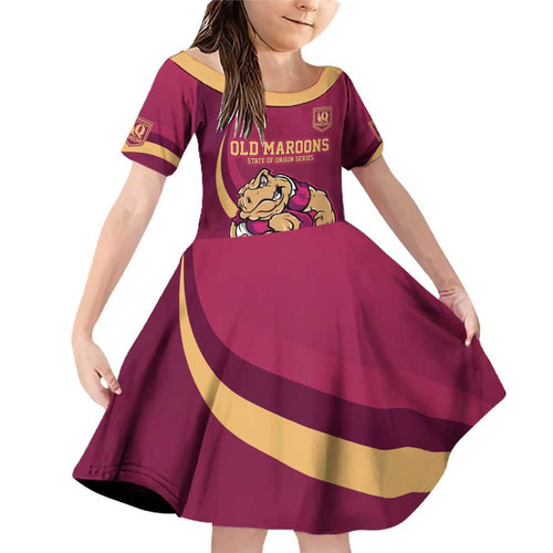 Custom QLD Maroons Cane Toad Family Matching Off Shoulder Short Dress and Hawaiian Shirt Queensland Origin No2