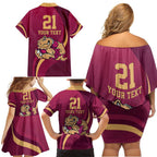 Custom QLD Maroons Cane Toad Family Matching Off Shoulder Short Dress and Hawaiian Shirt Queensland Origin No2