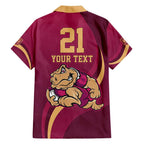Custom QLD Maroons Cane Toad Family Matching Off Shoulder Short Dress and Hawaiian Shirt Queensland Origin No2