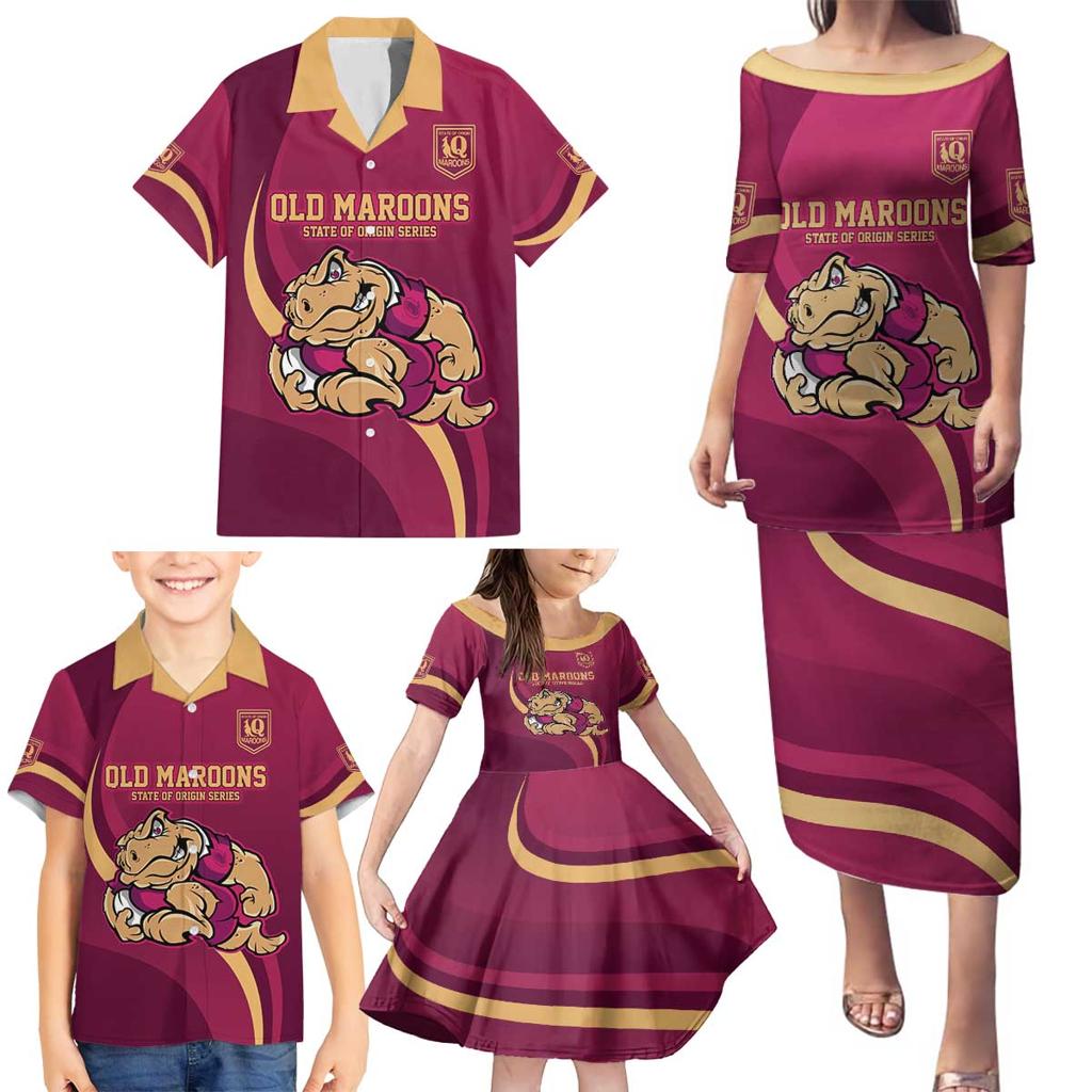 Custom QLD Maroons Cane Toad Family Matching Puletasi and Hawaiian Shirt Queensland Origin No2