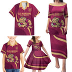 Custom QLD Maroons Cane Toad Family Matching Puletasi and Hawaiian Shirt Queensland Origin No2