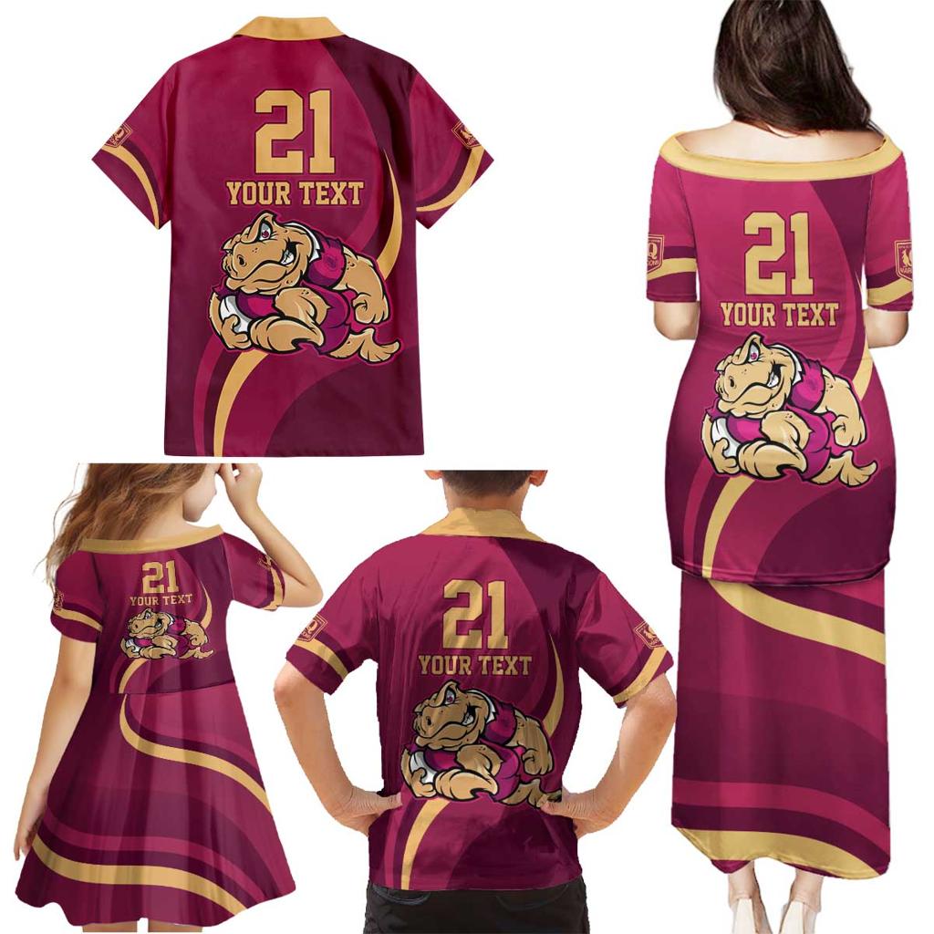 Custom QLD Maroons Cane Toad Family Matching Puletasi and Hawaiian Shirt Queensland Origin No2