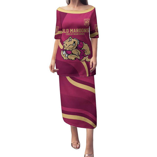 Custom QLD Maroons Cane Toad Family Matching Puletasi and Hawaiian Shirt Queensland Origin No2