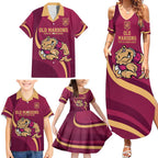 Custom QLD Maroons Cane Toad Family Matching Summer Maxi Dress and Hawaiian Shirt Queensland Origin No2