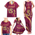 Custom QLD Maroons Cane Toad Family Matching Tank Maxi Dress and Hawaiian Shirt Queensland Origin No2