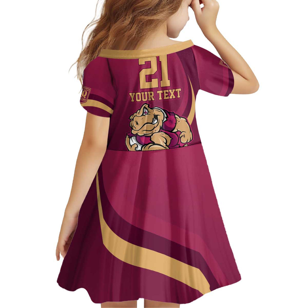 Custom QLD Maroons Cane Toad Kid Short Sleeve Dress Queensland Origin No2