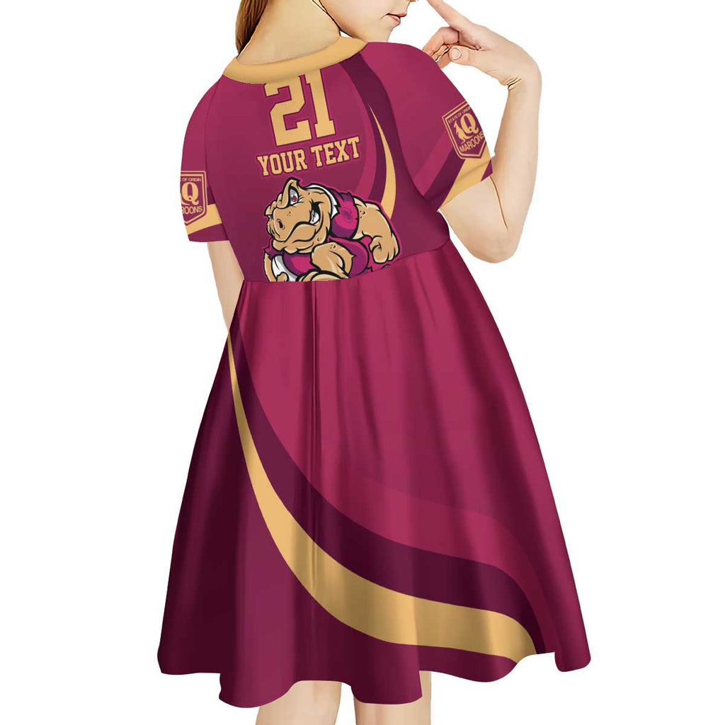 Custom QLD Maroons Cane Toad Kid Short Sleeve Dress Queensland Origin No2