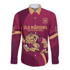 Custom QLD Maroons Cane Toad Long Sleeve Button Shirt Queensland Origin No2