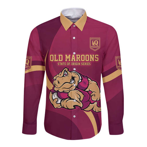 Custom QLD Maroons Cane Toad Long Sleeve Button Shirt Queensland Origin No2