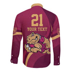 Custom QLD Maroons Cane Toad Long Sleeve Button Shirt Queensland Origin No2