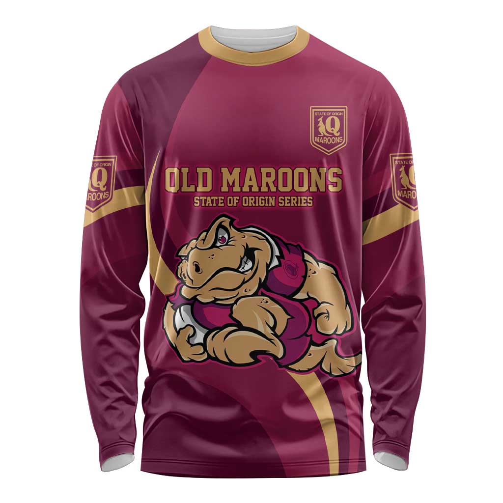 Custom QLD Maroons Cane Toad Long Sleeve Shirt Queensland Origin No2