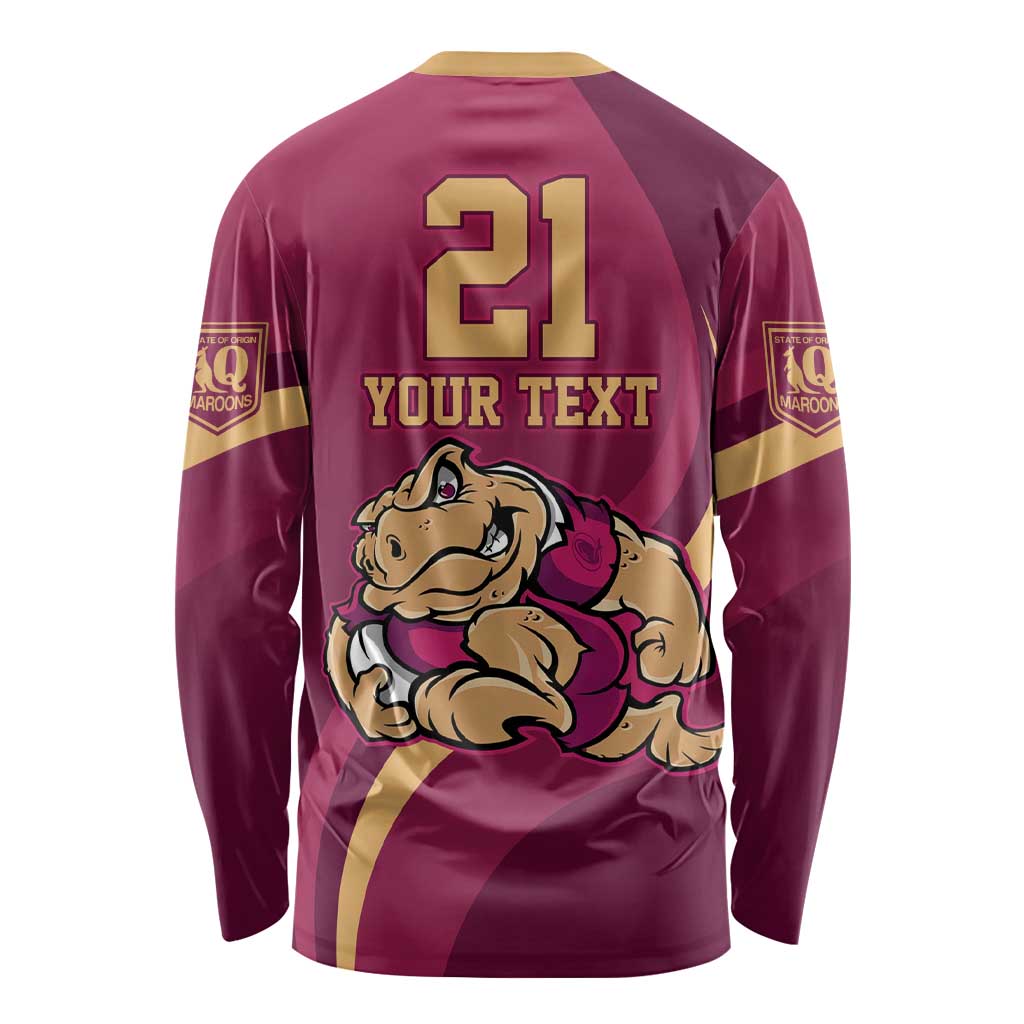 Custom QLD Maroons Cane Toad Long Sleeve Shirt Queensland Origin No2