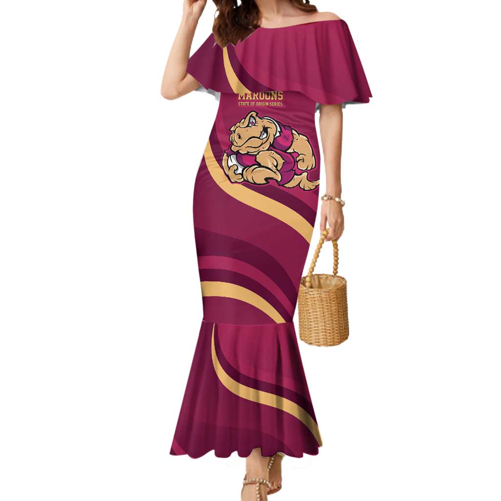Custom QLD Maroons Cane Toad Mermaid Dress Queensland Origin No2