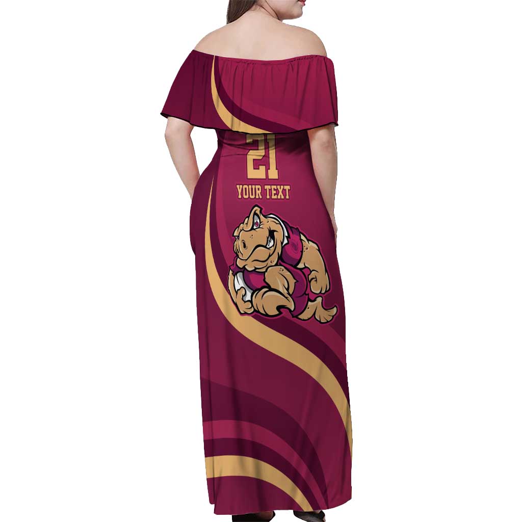 Custom QLD Maroons Cane Toad Off Shoulder Maxi Dress Queensland Origin No2