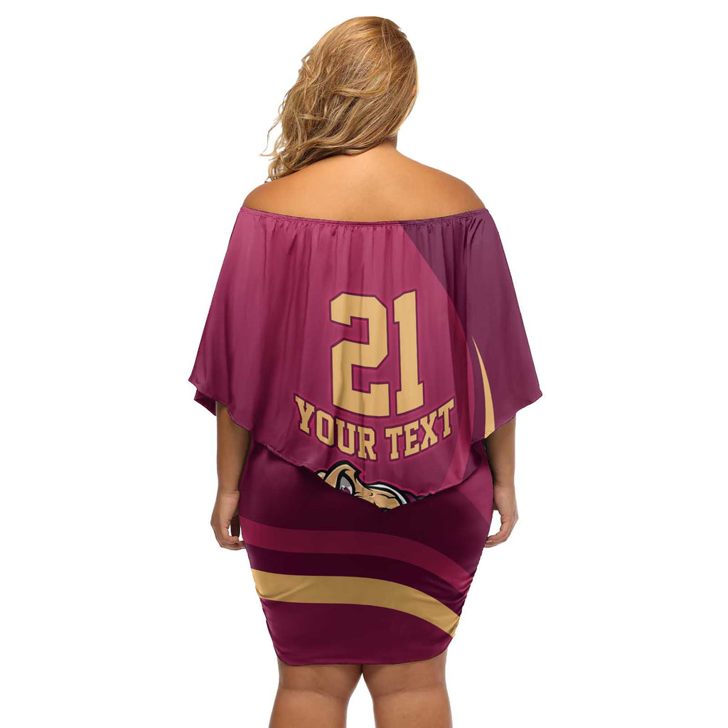 Custom QLD Maroons Cane Toad Off Shoulder Short Dress Queensland Origin No2