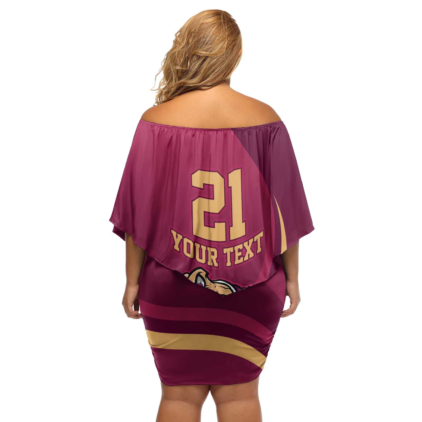 Custom QLD Maroons Cane Toad Off Shoulder Short Dress Queensland Origin No2