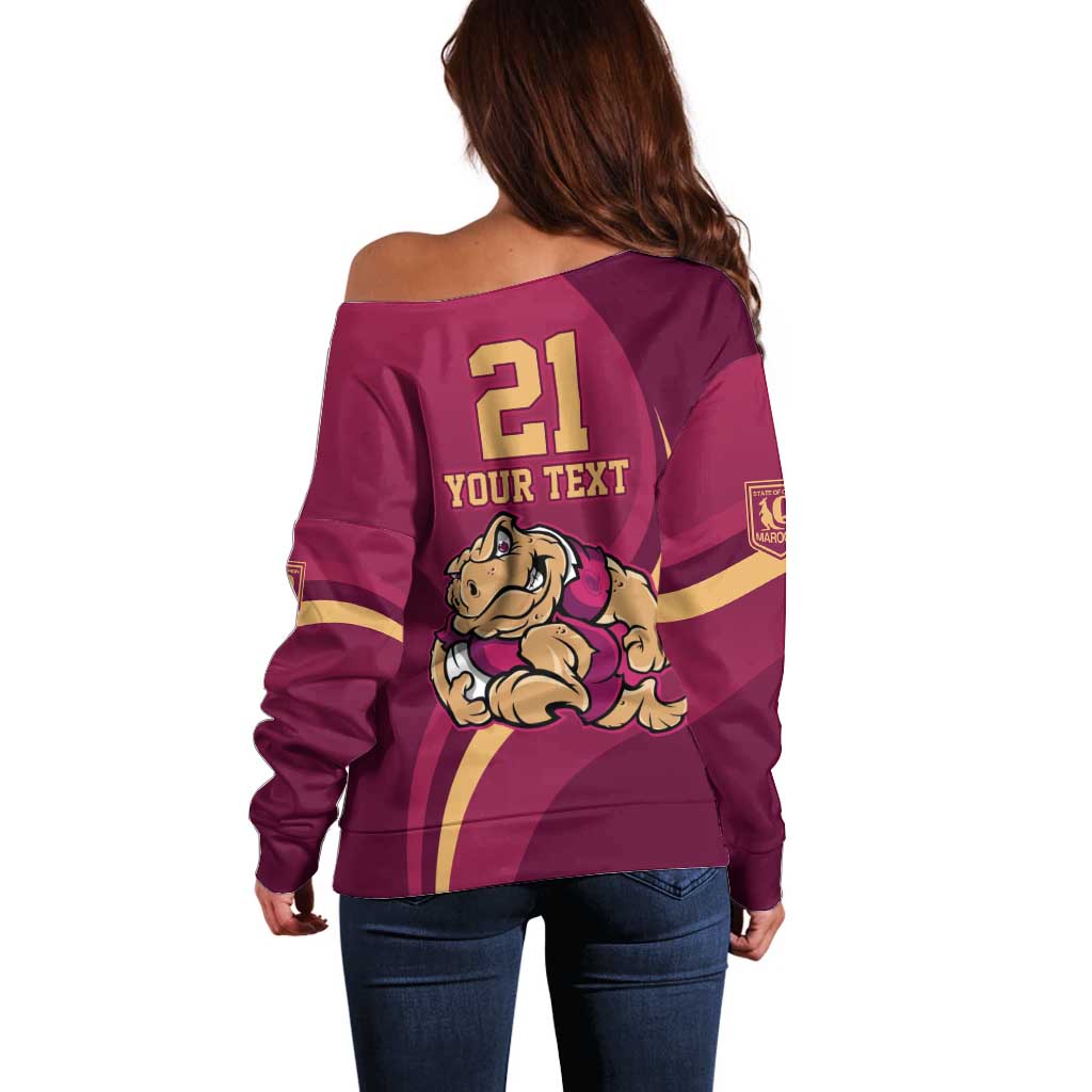 Custom QLD Maroons Cane Toad Off Shoulder Sweater Queensland Origin No2