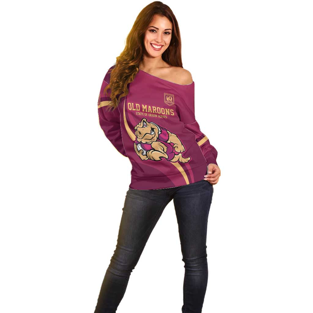 Custom QLD Maroons Cane Toad Off Shoulder Sweater Queensland Origin No2