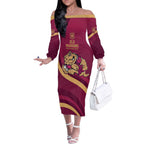 Custom QLD Maroons Cane Toad Off The Shoulder Long Sleeve Dress Queensland Origin No2
