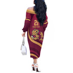 Custom QLD Maroons Cane Toad Off The Shoulder Long Sleeve Dress Queensland Origin No2