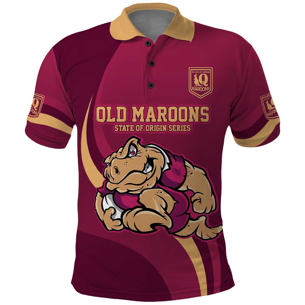 Custom QLD Maroons Cane Toad Polo Shirt Queensland Origin No2