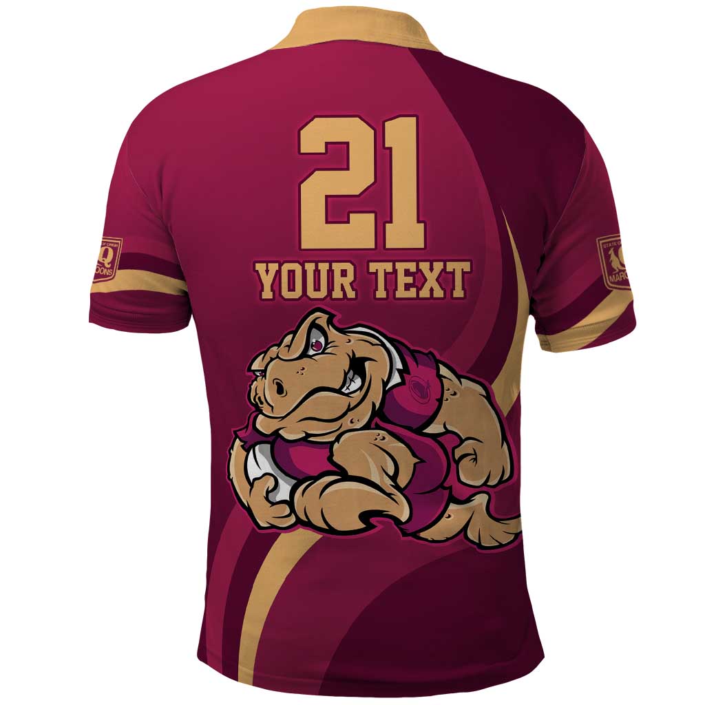 Custom QLD Maroons Cane Toad Polo Shirt Queensland Origin No2