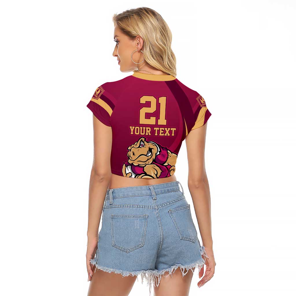 Custom QLD Maroons Cane Toad Raglan Cropped T Shirt Queensland Origin No2