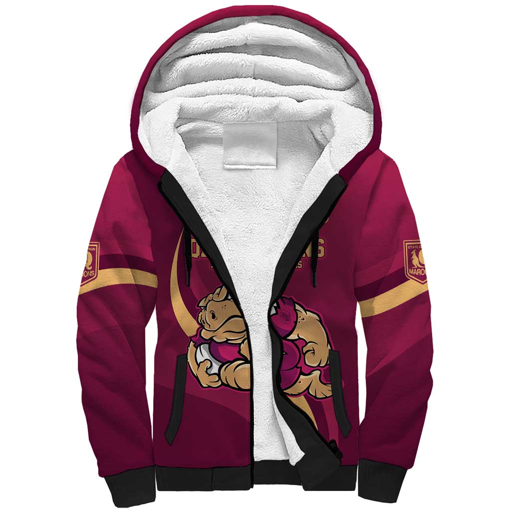 Custom QLD Maroons Cane Toad Sherpa Hoodie Queensland Origin No2