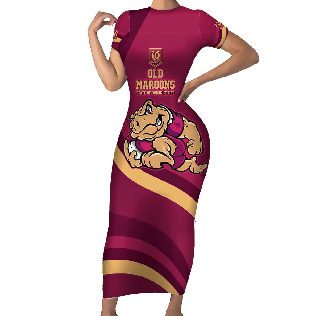 Custom QLD Maroons Cane Toad Short Sleeve Bodycon Dress Queensland Origin No2