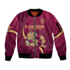 Custom QLD Maroons Cane Toad Sleeve Zip Bomber Jacket Queensland Origin No2