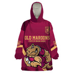 Custom QLD Maroons Cane Toad Wearable Blanket Hoodie Queensland Origin No2