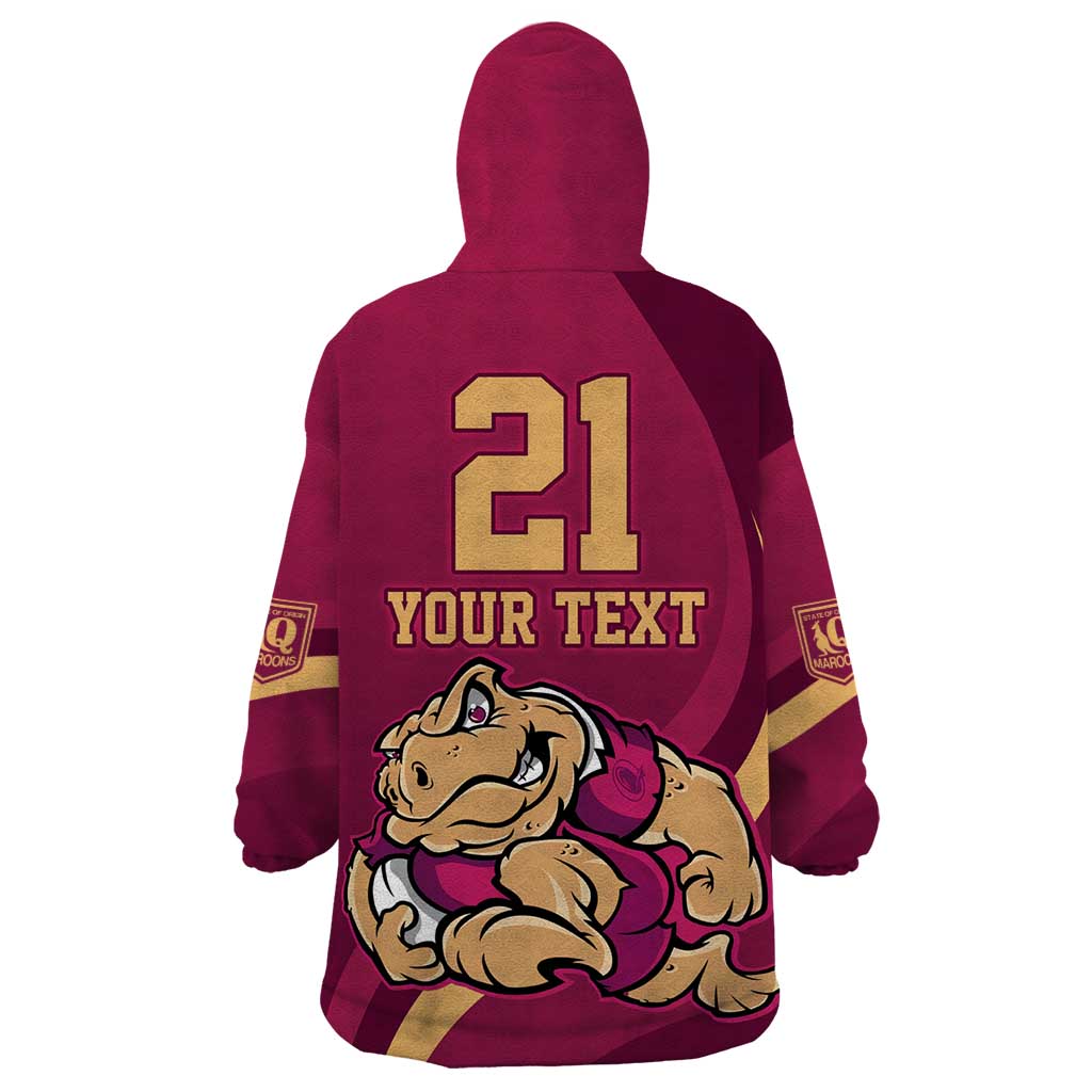 Custom QLD Maroons Cane Toad Wearable Blanket Hoodie Queensland Origin No2