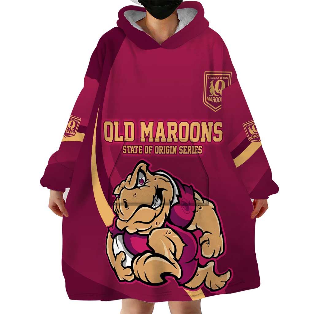 Custom QLD Maroons Cane Toad Wearable Blanket Hoodie Queensland Origin No2