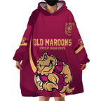 Custom QLD Maroons Cane Toad Wearable Blanket Hoodie Queensland Origin No2