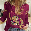 Custom QLD Maroons Cane Toad Women Casual Shirt Queensland Origin No2