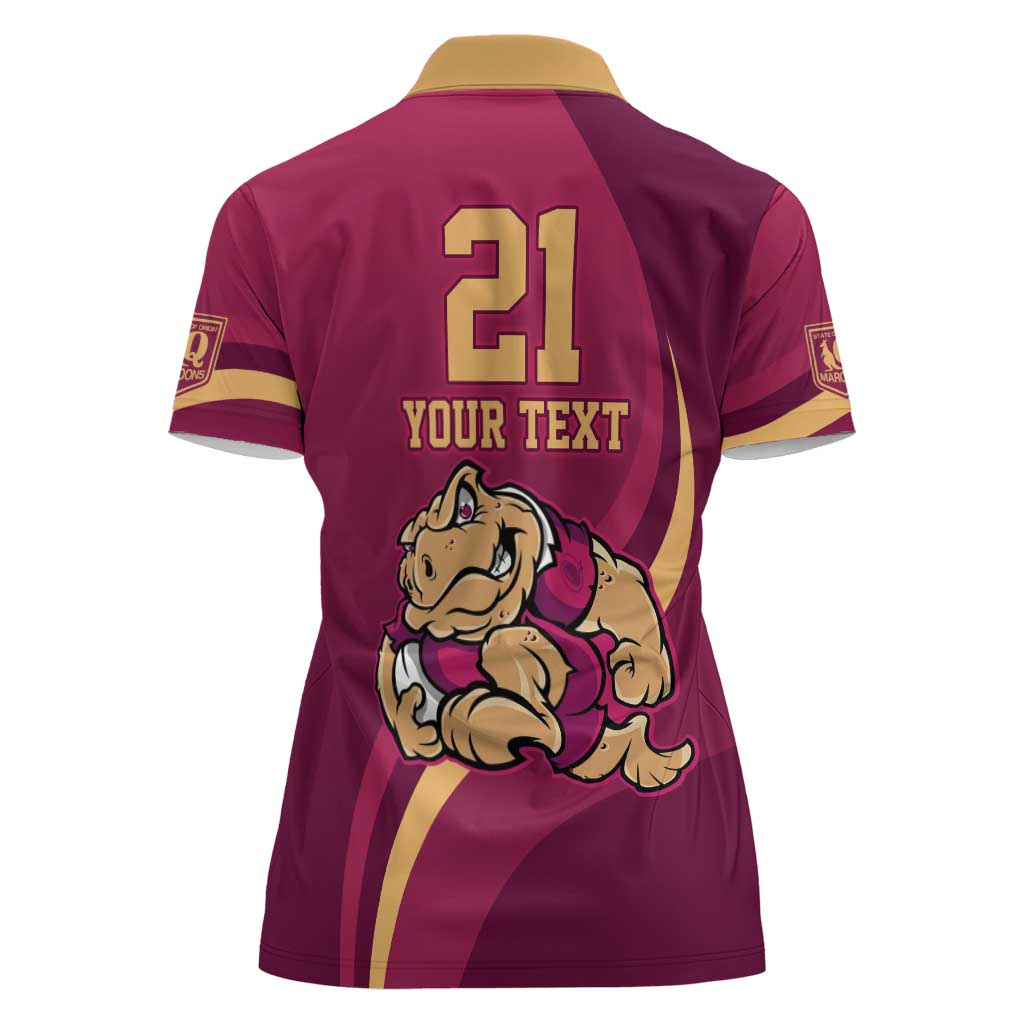 Custom QLD Maroons Cane Toad Women Polo Shirt Queensland Origin No2