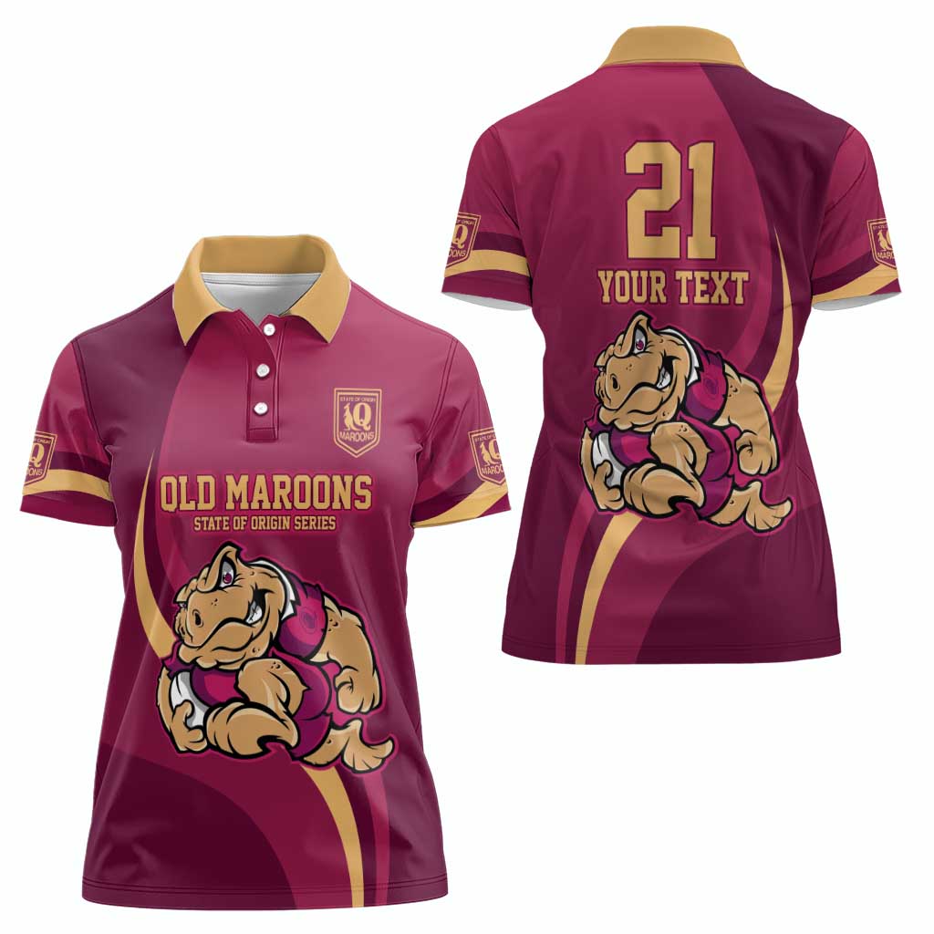 Custom QLD Maroons Cane Toad Women Polo Shirt Queensland Origin No2
