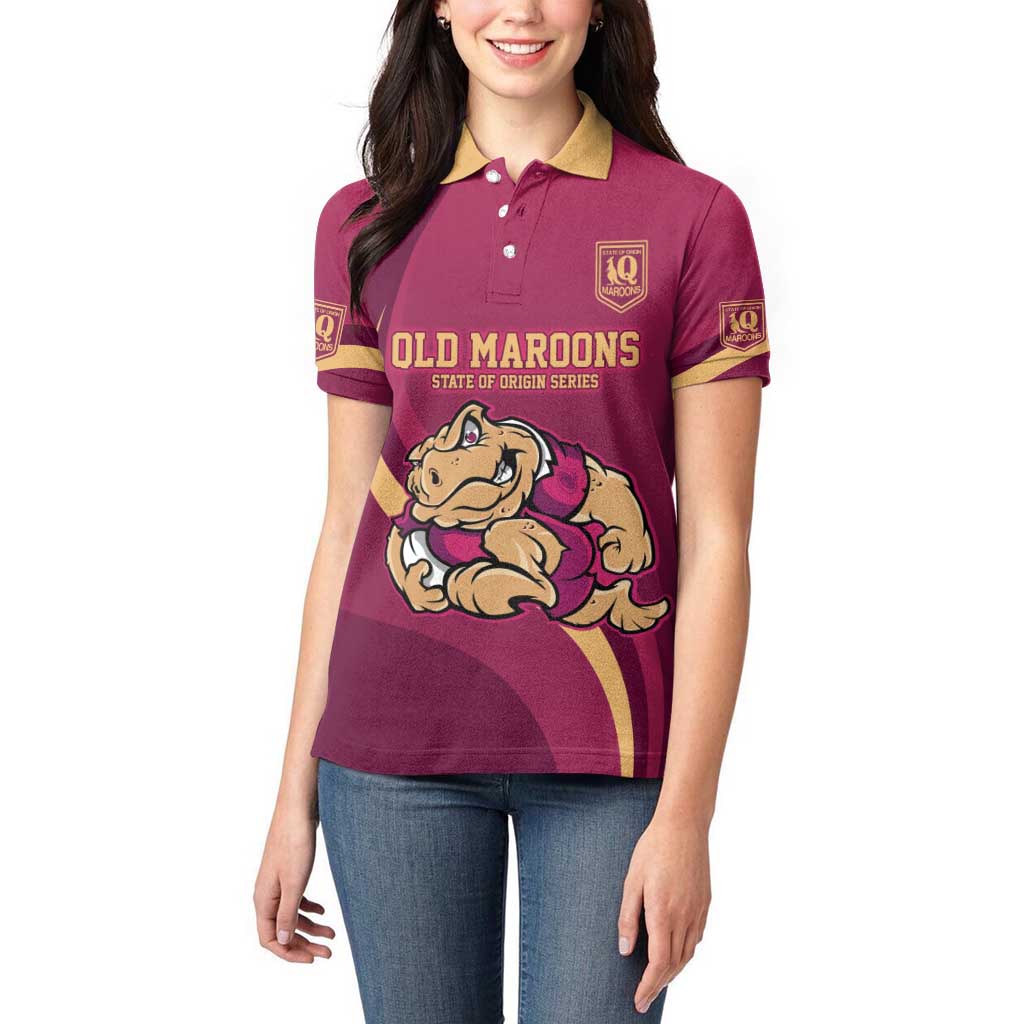 Custom QLD Maroons Cane Toad Women Polo Shirt Queensland Origin No2