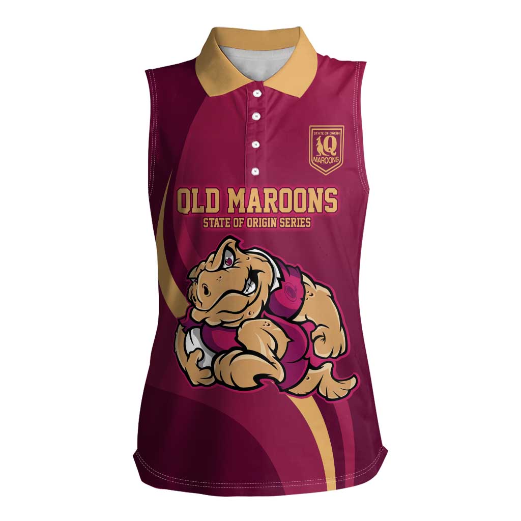 Custom QLD Maroons Cane Toad Women Sleeveless Polo Shirt Queensland Origin No2