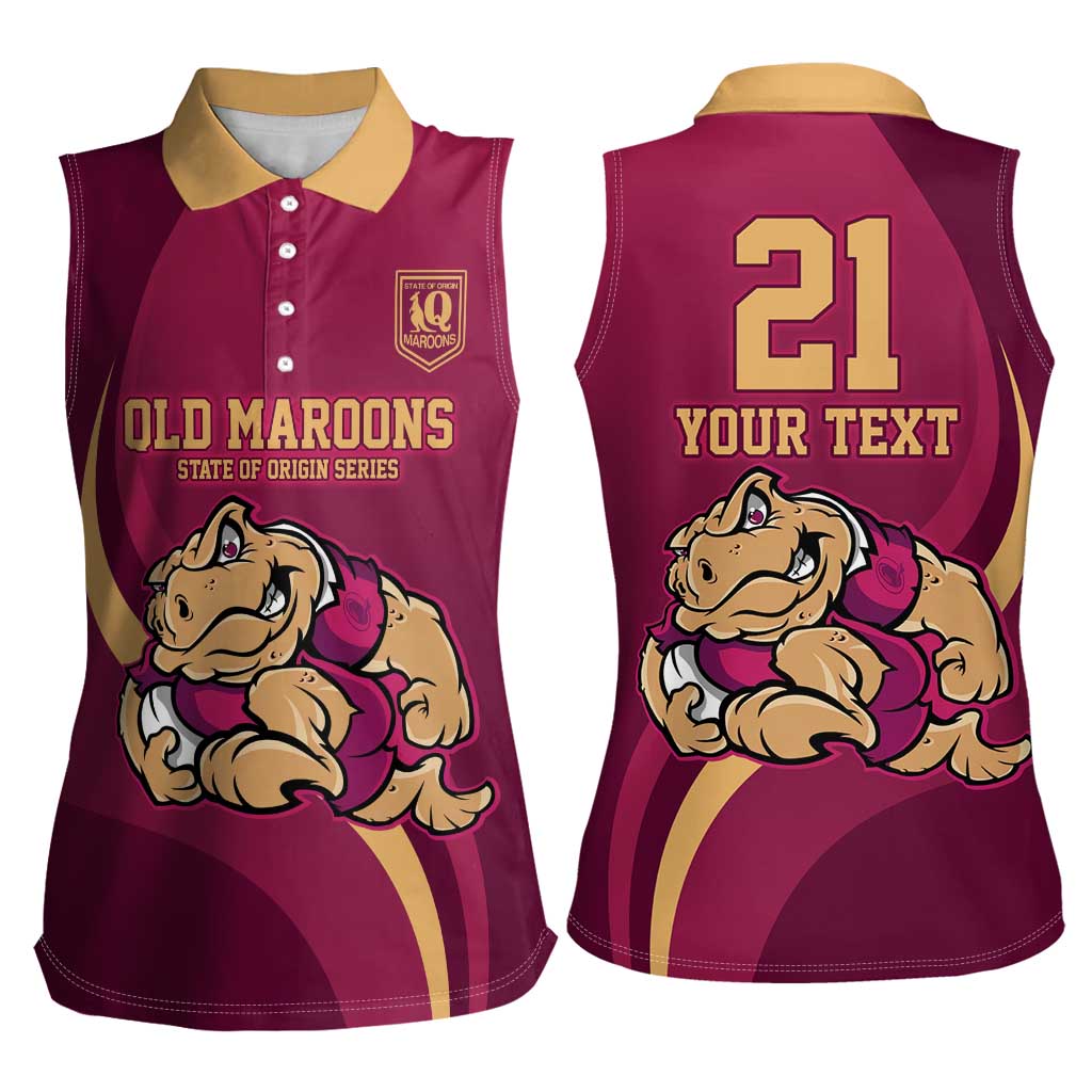 Custom QLD Maroons Cane Toad Women Sleeveless Polo Shirt Queensland Origin No2