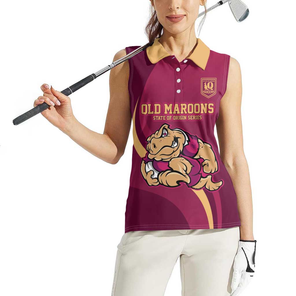 Custom QLD Maroons Cane Toad Women Sleeveless Polo Shirt Queensland Origin No2