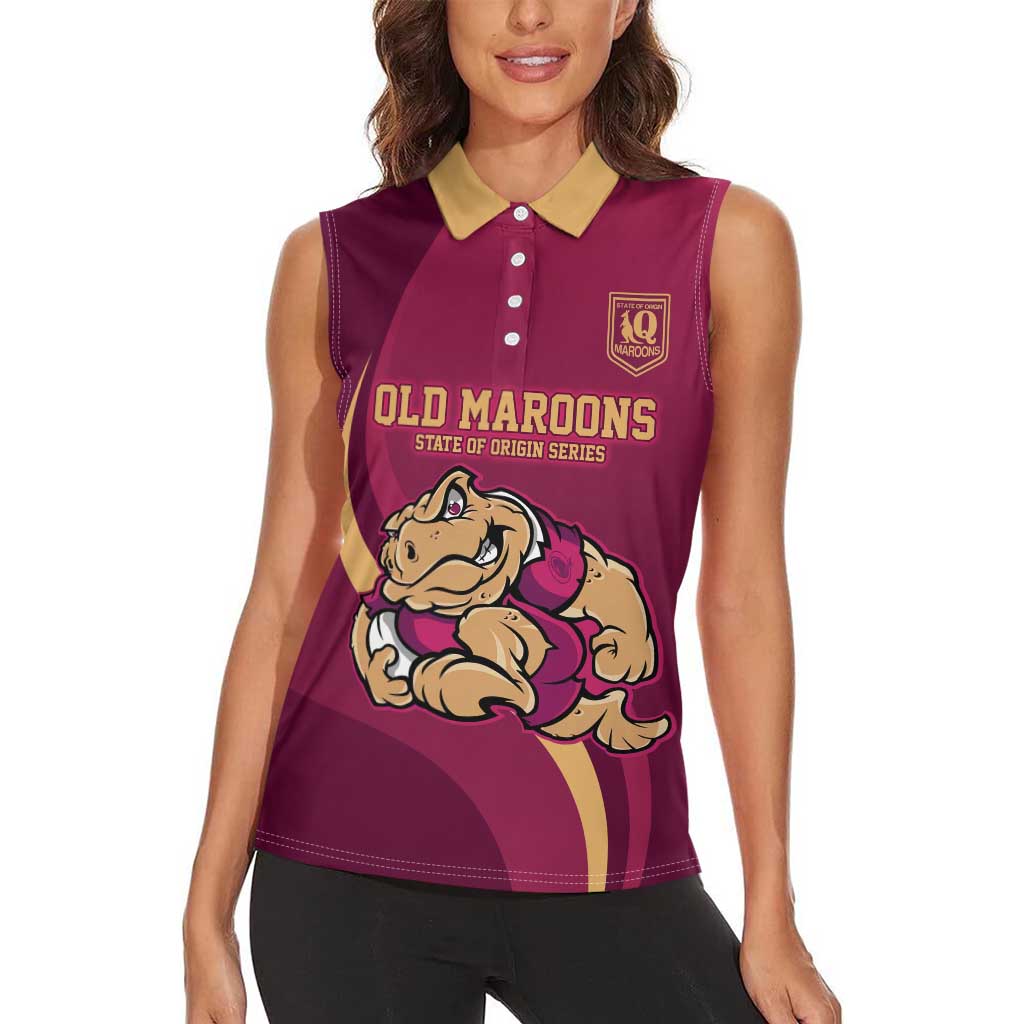 Custom QLD Maroons Cane Toad Women Sleeveless Polo Shirt Queensland Origin No2